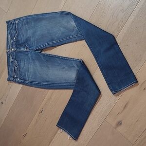 7 For all Mankind Jeans Women's sz 27 Roxanne Worn Hem Skinny Leg Mid Rise Denim